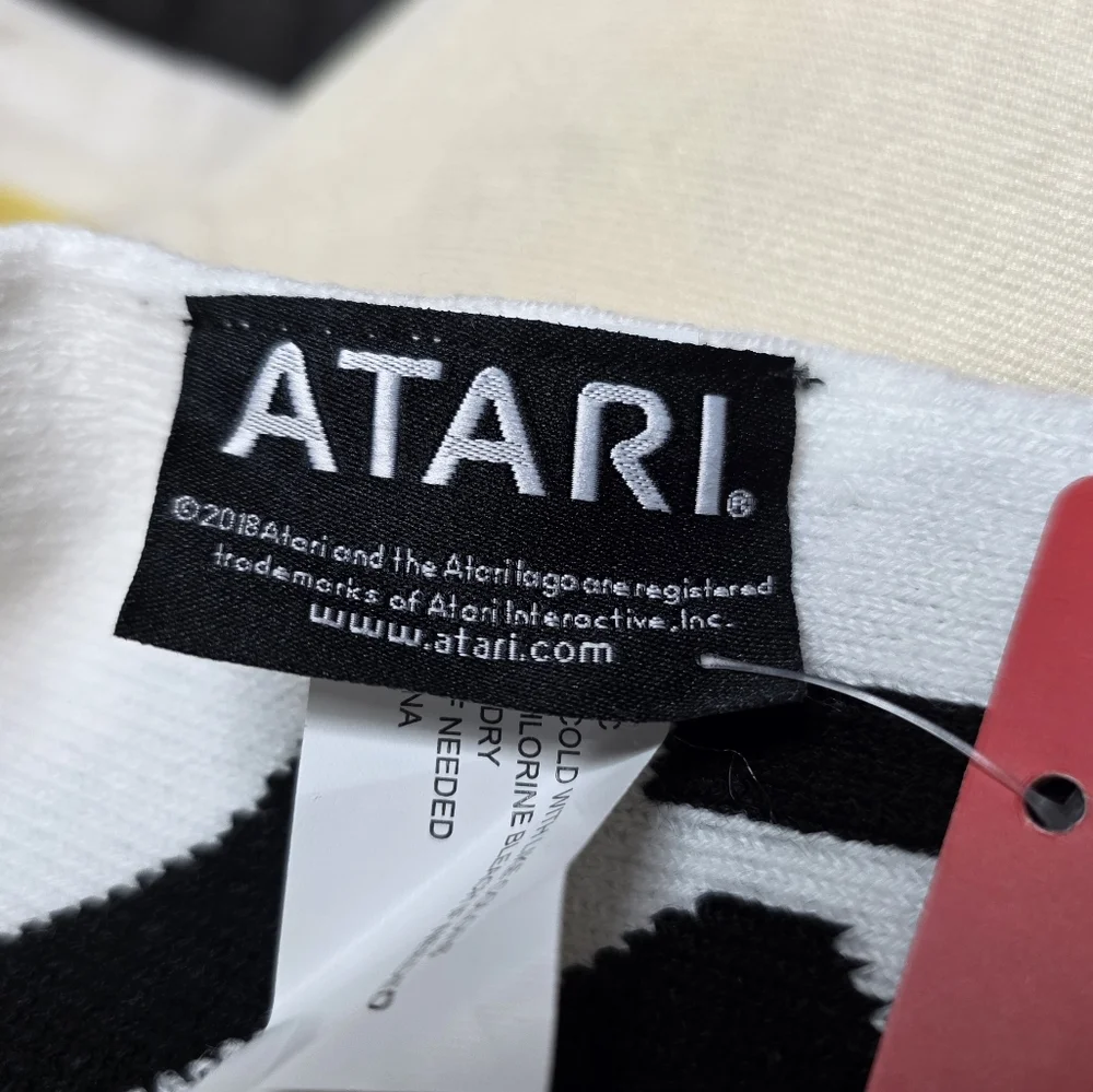 Atari Knit Scarf White with Logo & Stripes NWT